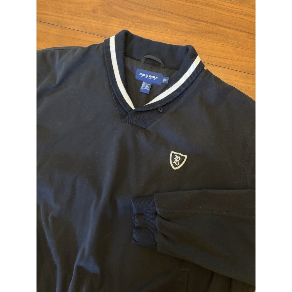 Vintage Polo Ralph Lauren Golf Pullover Windbreaker Jacket Mens XL Black Shawl